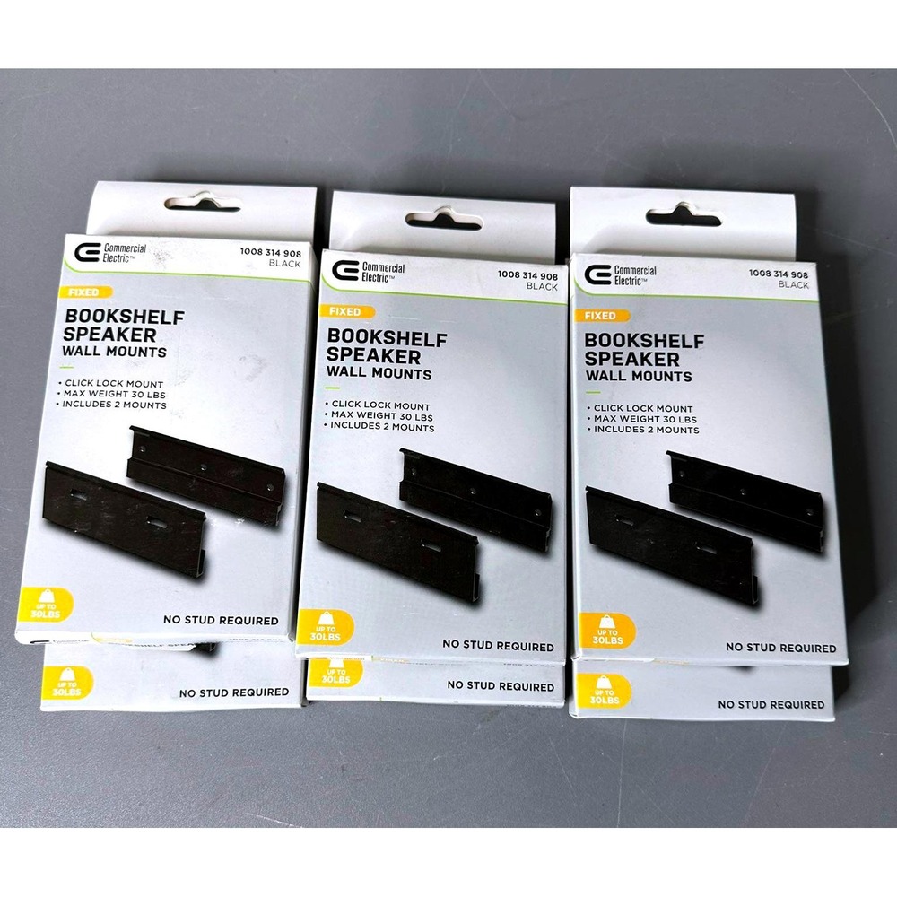 Commercial Electric Fixed Bookshelf Speaker Wall Mounts - Black (2 packs)‎